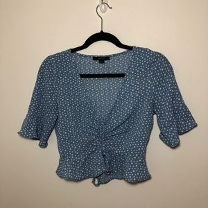 Blue Poka Dot Crop Top